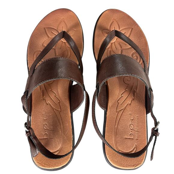 B.O.C Born Sandals Women Size 11 M Brown Faux Leather Buckle Thong Strappy Flat - Picture 3 of 11